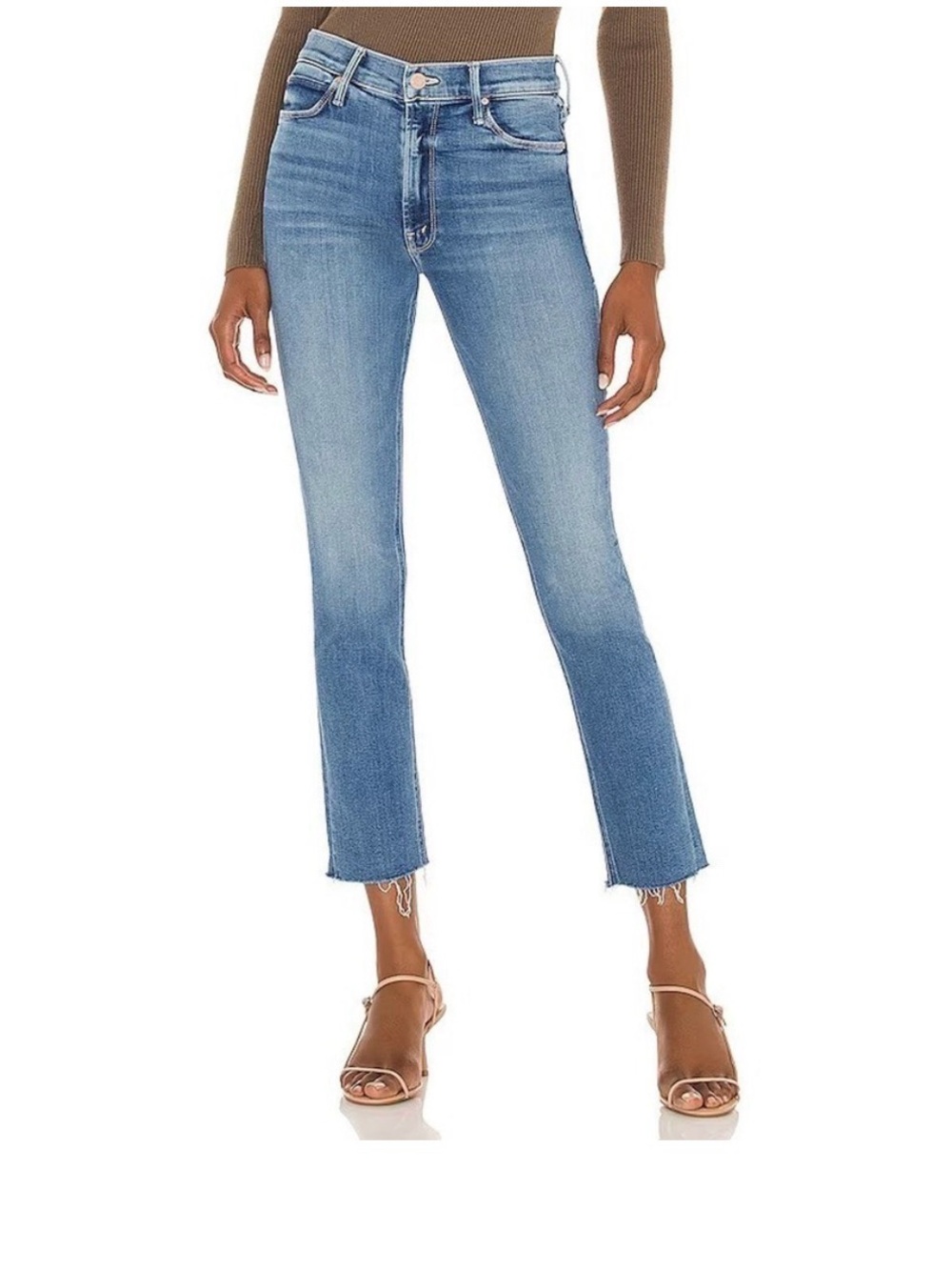 MOTHER The Mid Rise Dazzler Ankle Fray Jeans Riding The Cliffside Size 23